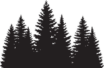 Fototapeta premium Tree and Forest Silhouette Vector Set