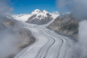 Blick vom Eggishorn auf Gro&szlig;er Aletschgletscher, Konkordiaplatz, M&ouml;nch, Trugberg und Eiger