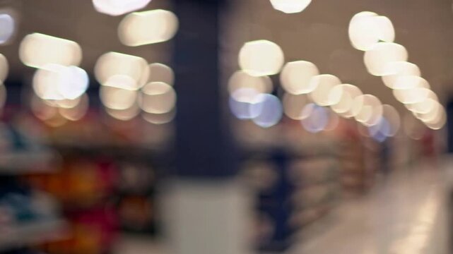 Indistinct and unfocused ry of retail establishment with container in mercantile store soft-focus background. commercial notion.