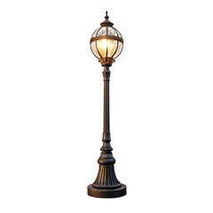 Fototapeta premium Elegant Victorian Street Lamp Illuminating Design Architectural Detail on transparent background