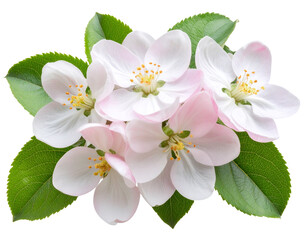 Delicate White Apple Blossoms Isolated on Transparent Background