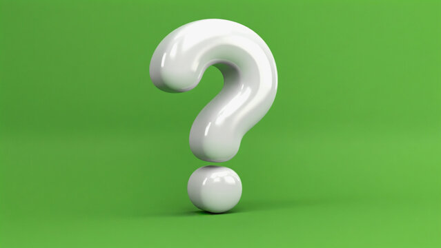 Glossy White Question Mark on Vibrant Green Background - Powered by Adobe