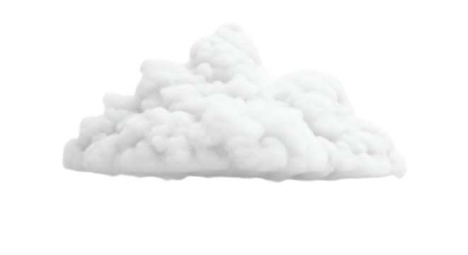 Soft white fluffy cloud against a transparent background image shown
