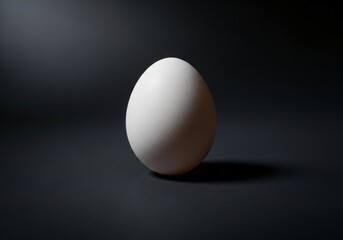 Single White Egg on Dark Background Minimalist Food Photography Studio Shot