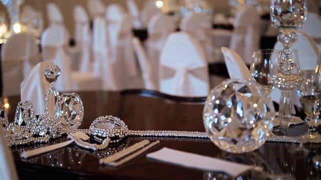 Nuptial Embellishments Incorporating Pale Fabric and Precious Metal Adornments