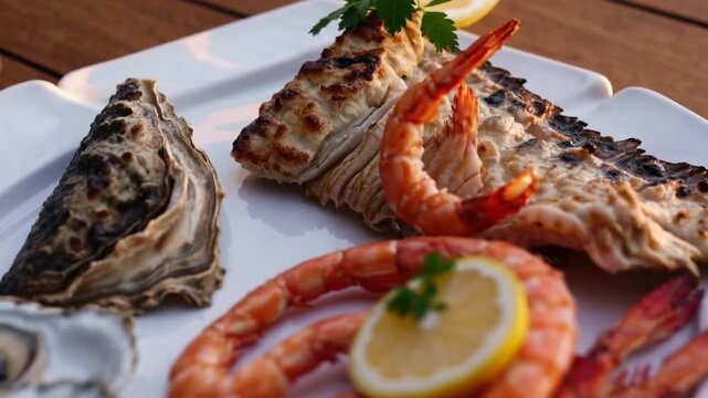 Meal Consisting of Marine Life Consumed in Proximity to the Ocean