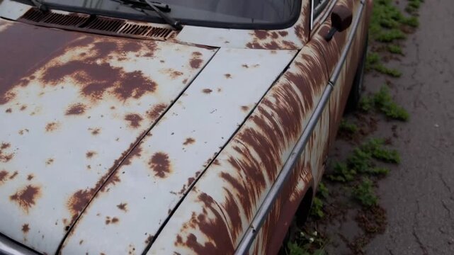 old automobile that has been parked and unused for extended period