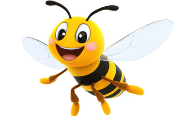 Happy bee on white background,png