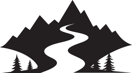 Fototapeta premium River Valley Mountain Silhouettes