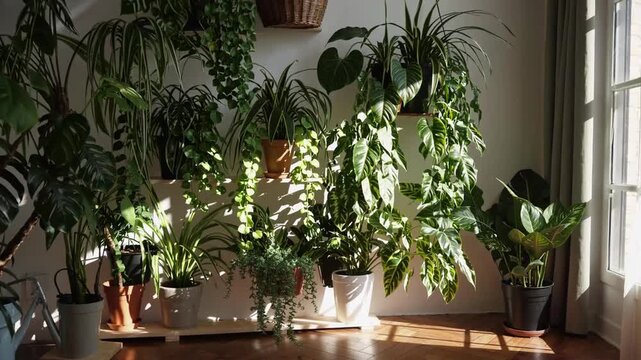 interior botanical arrangement situated inside residential unit where no individuals are present