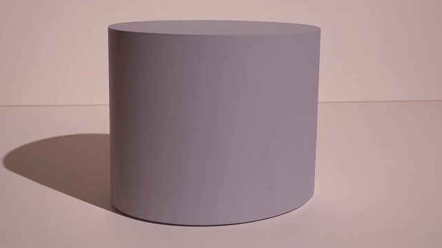 Light Mauve Cylindrical Podium with Palm Frond Shade on Pastel Background