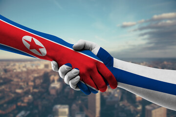 Shaking hands Northkorea and_Finland