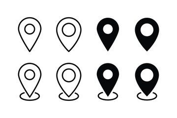 Map pin icon set. Location pin icon vector. Navigation, map, GPS vector icons. Location symbol vector illustration