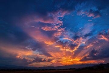 Obraz premium Dramatic sunset sky with vibrant clouds