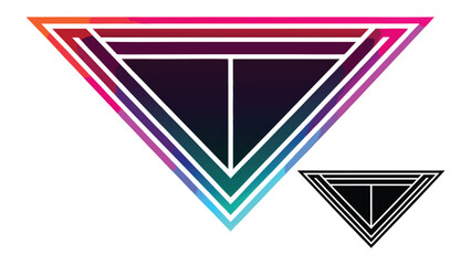 Geometric Triangle with Vibrant Neon Gradient and Black Outline abstract