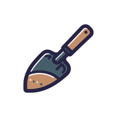 A colorful garden trowel resting on a white background, ideal for gardening-related projects