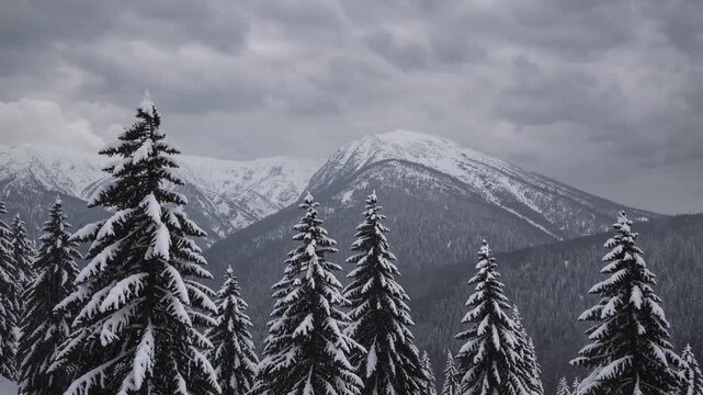 meteorological event where frozen precipitation falls upon prominent mountain range