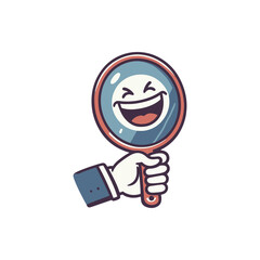 A cheerful cartoon character holding a magnifying glass, symbolizing curiosity and exploration