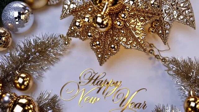 Gilded Festive Ornamentation for Year-End Celebrations on Pale Backdrop