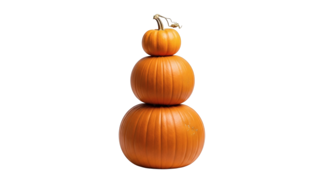 Stacked pumpkins in a vertical arrangement against black background