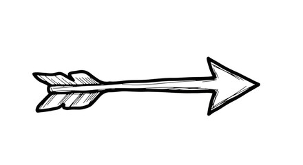 Hand drawn arrow pointing right with simple and bold black lines