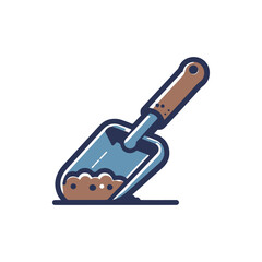 A colorful garden shovel scooping soil, set against a clean white background for gardening themes © Civic