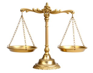 Golden Balance Scale Isolated on Transparent Background