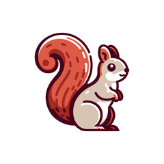 A playful squirrel stands upright, showcasing its bushy tail in a vibrant, cartoonish style