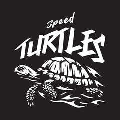 Vintage illustration of a turtle logo with fire