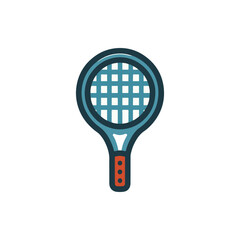 A colorful tennis racket with a grid pattern, isolated on a white background, ideal for sports illustrations