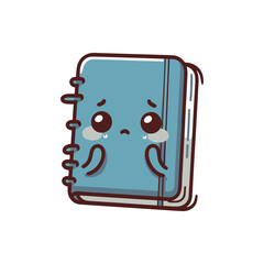 A cute, sad notebook character with tears, symbolizing loneliness and longing for attention