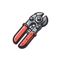 Fototapeta premium A detailed illustration of a pair of red-handled pliers against a white background, emphasizing tool design