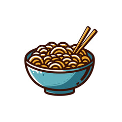 A vibrant bowl of noodles with chopsticks, showcasing a delicious meal ready to enjoy