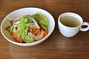 Dandan noodles without soup in Tokyo, Japan