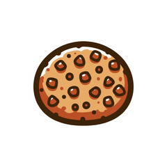 Fototapeta premium A freshly baked chocolate chip cookie on a clean white background, perfect for dessert promotions