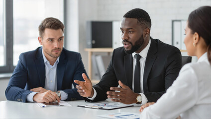 Business team meeting discussion in office