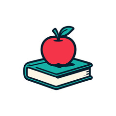 A vibrant red apple resting atop an open book, symbolizing knowledge and education
