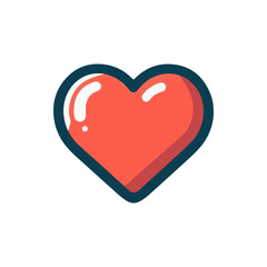 A vibrant red heart icon symbolizing love and affection, set against a clean white background