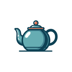 A vibrant blue teapot with a round body and elegant handle, placed on a clean surface, showcasing its smooth design and shiny finish, ideal for kitchen decor or culinary use