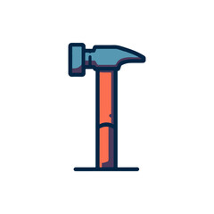 A vibrant illustration of a hammer standing upright on a flat surface, symbolizing construction and repair