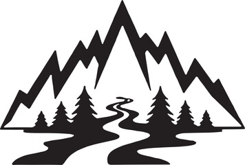 Obraz premium River Valley Mountain Silhouettes