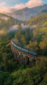 Blue Train over Nine Arches Bridge &mdash; Ella