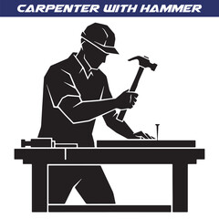 Carpenter with Hammer Silhouette