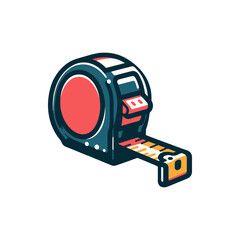 Fototapeta premium Colorful illustration of a tape measure with a retractable measuring tape, ideal for DIY projects