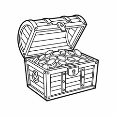 Open treasure chest overflowing with gold coins