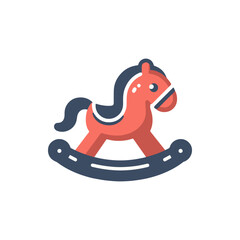 Colorful rocking horse toy designed for children, set against a simple white background (1)