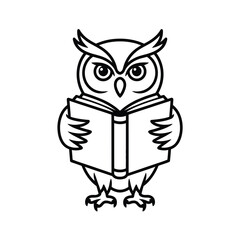 Wise owl reading a book illustration