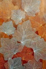 Autumn leaves on a wooden surface