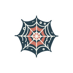 Colorful spider web illustration with intricate patterns set against a plain background