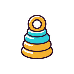 Colorful stacking rings toy on a white background, ideal for early childhood development (1)